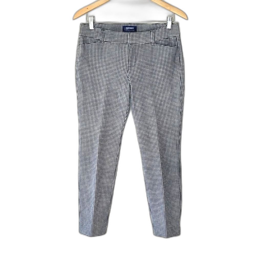 OLD NAVY Mid-Rise Pixie Pant Black White Checkered Gingham Pattern size 6R